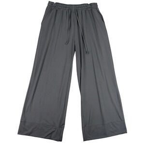 Tarse Wide Leg Lounge Pants Women XL Black Elastic Drawstring Pockets Yoga Sleep